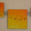 "Vogelzug - gemeinsam aufbrechen" 2012, Acryl auf Leinwand, 3 Bilder á 20x20cm, 40x40cm und 30x30cm