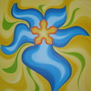"Blaue Blume" 2013, 90x100cm, Acryl mit Echtgold