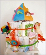 Windeltorte selber basteln, Bastel-Anleitung Windeltorte 3 Etagen, Torte aus Pampers selber basteln