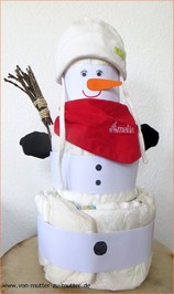 Schneemann aus Pampers selber basteln mit der Anleitung von www.von-mutter-zu-mutter.de