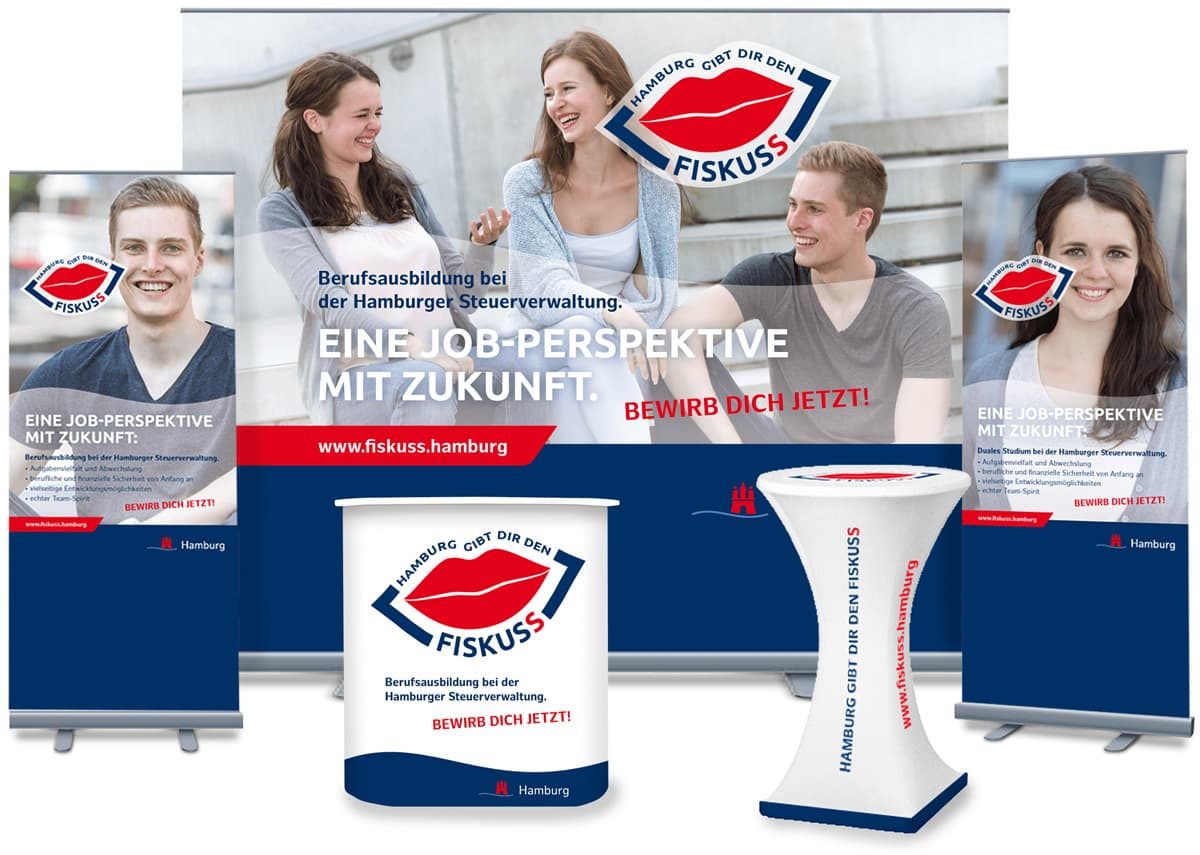Messestand fürs Nachwuchs-Recruiting der Hamburger Steuerverwaltung