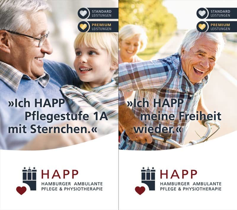 Texter in Hamburg textet Werbemotive für einen ambulanten Pflegedienst