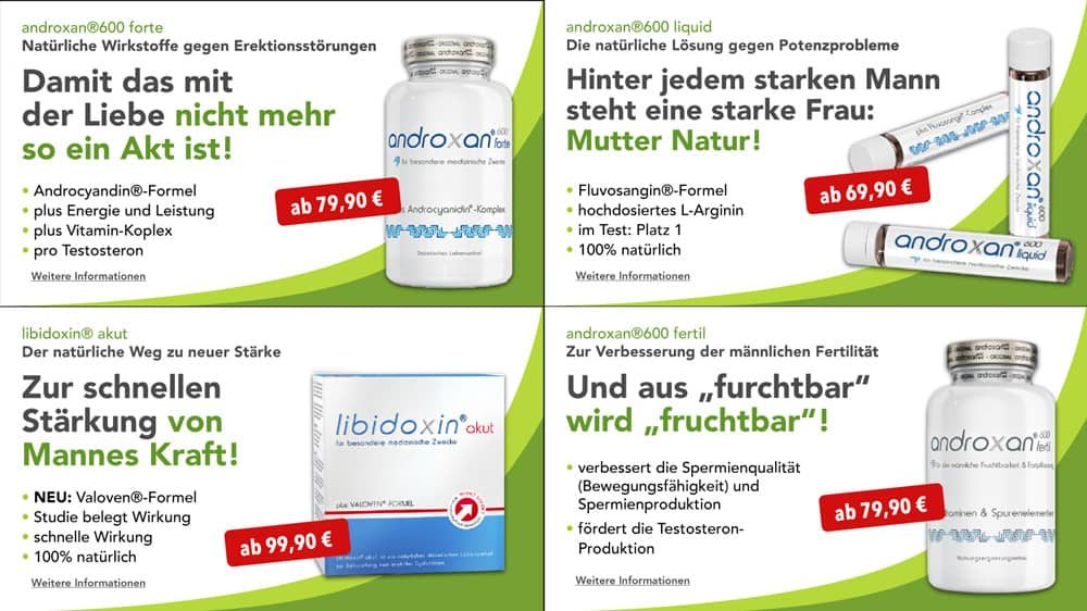 Texter Hamburg textet Webshop-Banner für natürliche Potenzmittel