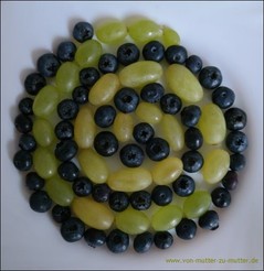 Weintrauben und andere Früchte kreativ dekorieren, Ideen aus Obst für Kindergeburtstag oder wenn Kinder schlecht Obst essen