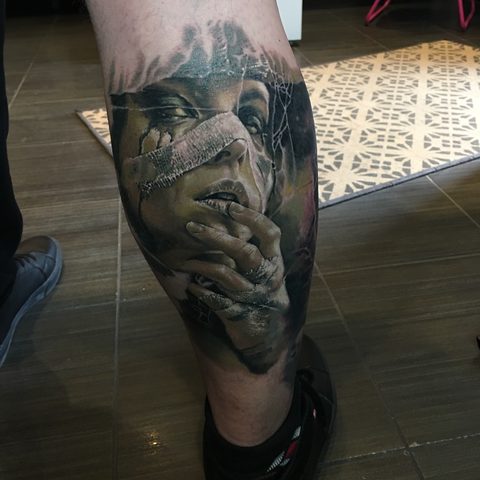 Belteczky Zsofia Selfmade Tattoo Berlin Vegan realistic portrait horror