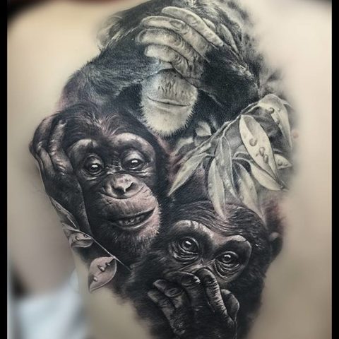 Selfmade Tattoo Berlin Zsofia Belteczky monkey no hear see speak