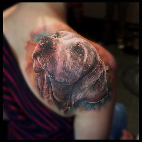 Selfmade Tattoo Berlin Zsofia Belteczky dog portrait hund