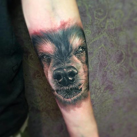 Selfmade Tattoo Berlin Zsofia Belteczky dog hund portrait