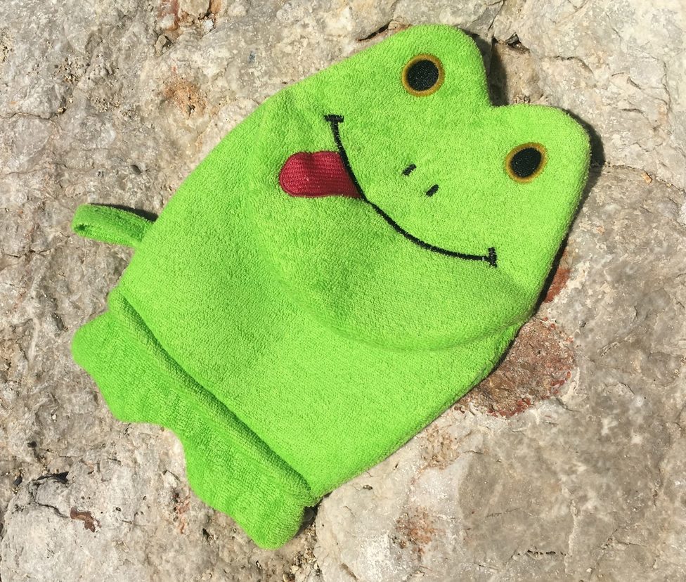 Ein grüner Froschlappen auf einem Felsen